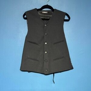 Vintage Haggar Button Front Vest Men's Size 42 Black Crewneck Waistcoat Indie